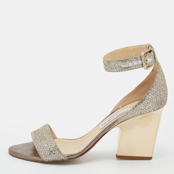 Jimmy Choo Metallic Gold Glitter Ankle Strap Sandals Size 39.5,New Products : American Fashion Style Bags On Sale